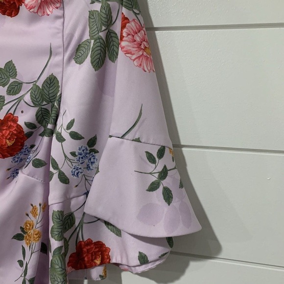Keepsake the Label | Dress Mini Floral Short Sleeve Ruffles Purple- Size Small - Picture 4 of 9